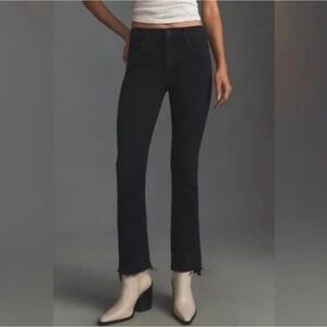 Mother The‎ Insider Crop Step Fray Jeans Night In Venice Black Size 25 High Rise